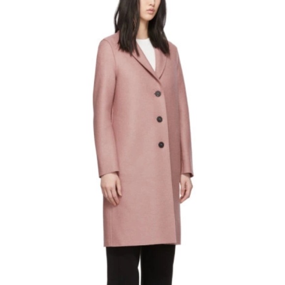 Harris Wharf London Pink Pressed Wool Overcoat Size 38 - Picture 1 of 14